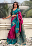 Pink Soft Silk Floral Border Contrast Zari Woven Saree