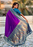 Purple Gala Silk Saree with Paithani Pallu Kadiyal Zari Woven Saree