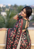 Bottle Green Kolam Silk Katha Printed Pushpa Saree