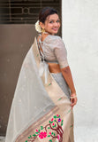 Grey Organza Paithani Zari Woven Saree