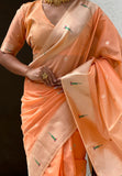 Peach Organza Paithani Zari Woven Saree