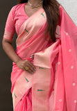 Dark Pink Organza Paithani Zari Woven Saree