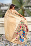 Chickoo Organza Paithani Zari Woven Saree
