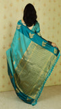 Blue Soft Silk Dusty Concept Floral Zari Woven Saree