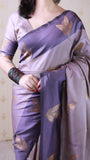 Lavender Soft Silk Dusty Concept Floral Zari Woven Saree
