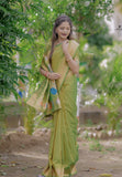 Mehendi Green Zari Woven Ganpati God Paithani Silk Saree