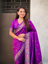 Purple Baluchari Silk Zari Woven Saree