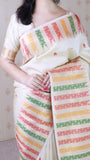Cream Soft Silk Meenakari Zari Woven Saree with Temple Border