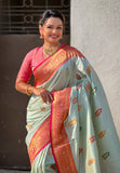 Sky Blue Soft Silk Saree with Flower Butta Meenakari Zari Woven Saree