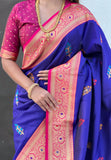 Violet Soft Silk Saree with Flower Butta Meenakari Zari Woven Saree