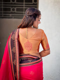 Pink Soft Silk Traditional Zari Contrast Woven Saree