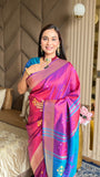 Wine Soft Silk Ikkat Patola Saree with Meenakari Motifs Peacock Pallu and Gold Zari Border