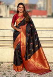 Black Soft Silk Saree with Flower Butta Meenakari Zari Woven Saree