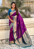 Wine Soft Silk Saree with Flower Butta Meenakari Zari Woven Saree