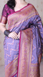 Lavender Soft Silk Banarasi ZigZag Meenakari Zari Woven Saree