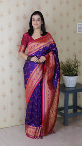 Violet Soft Silk Banarasi ZigZag Meenakari Zari Woven Saree