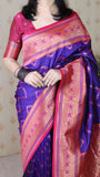 Violet Soft Silk Banarasi ZigZag Meenakari Zari Woven Saree