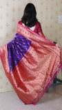 Violet Soft Silk Banarasi ZigZag Meenakari Zari Woven Saree