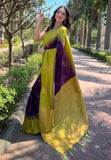 Wine Soft Silk Floral Border Contrast Zari Woven Saree