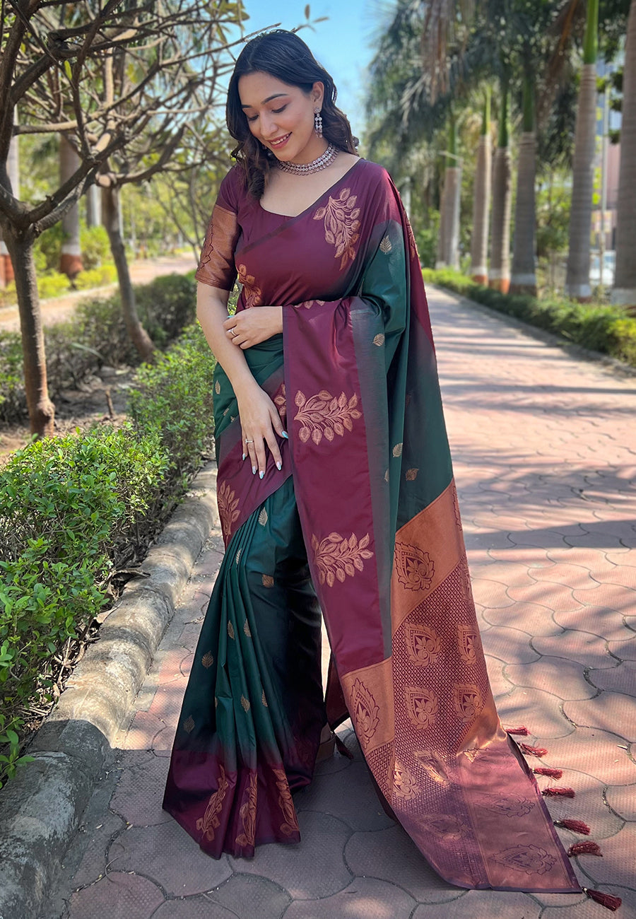 soft silk floral zari woven saree