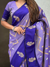 Violet Soft Silk Dusty Concept Zig Zag Zari Woven Saree