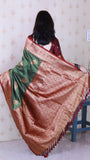 Mehendi Green Soft Silk Banarasi Peacock Zari Woven Saree