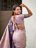 Lavender Soft Silk Dusty Concept Zig Zag Zari Woven Saree