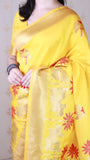 Bright Yellow Soft Silk Saree with Kamdhenu Weaves Zari Woven Saree