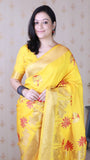 Bright Yellow Soft Silk Saree with Kamdhenu Weaves Zari Woven Saree