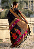Black Zari Woven Vitthala God Special Traditional Paithani Silk Saree