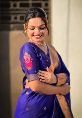 Violet Zari Woven Vitthala God Special Traditional Paithani Silk Saree