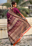 Wine Pashmina Kashmiri Silk Zari Woven Saree