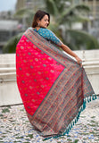 Pink Soft Silk Zari Woven Patola Leheriya Saree with Contrast Weaves