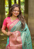Blue Kanjivaram Tissue Silk Traditional Zari Woven Saree