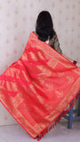 Pink Soft Silk Bandhani Leheriya Zari Woven Saree