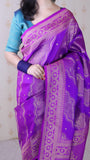 Purple Soft Silk Bandhani Leheriya Zari Woven Saree