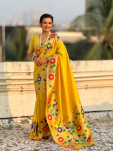Yellow Big Border Paithani Silk Zari Woven Saree