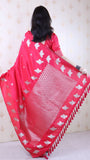 Pink Soft Silk Dual Zari Woven Saree with Bird Border