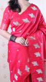 Pink Soft Silk Dual Zari Woven Saree with Bird Border