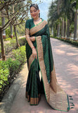 Dark Green Banarasi Katan Silk Zari Woven Saree
