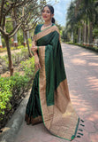 Dark Green Banarasi Katan Silk Zari Woven Saree