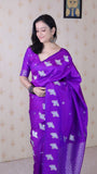Purple Soft Silk Dual Zari Woven Saree with Bird Border