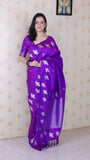 Purple Soft Silk Dual Zari Woven Saree with Bird Border