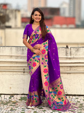 Purple Big Border Paithani Silk Zari Woven Saree