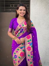 Purple Big Border Paithani Silk Zari Woven Saree