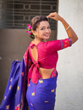 Violet Soft Silk Pichwai Traditional Zari Woven Saree