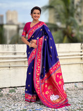 Violet Soft Silk Pichwai Traditional Zari Woven Saree