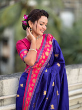 Violet Soft Silk Pichwai Traditional Zari Woven Saree
