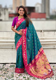 Green Zari Woven Rajhans Swan Paithani Silk Saree