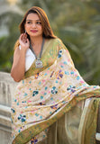 Mehendi Green Tussar Silk Kalamkari Printed Saree with Zari Woven Border
